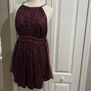 Free People Pink and Black Patterned Maxi Dress